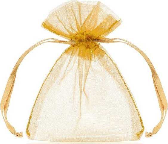 PartyDeco Organzos maišelis, 10cm (10vnt), Spalva: Auksinė