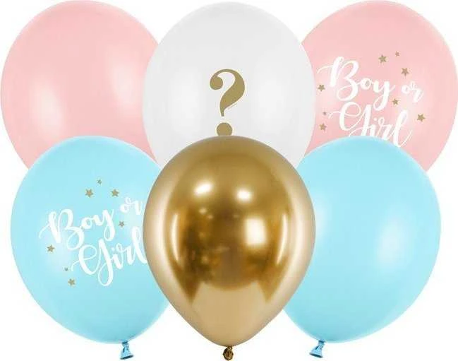 PartyDeco Balionų rinkinys "Boy or Girl" 30cm 6 vnt