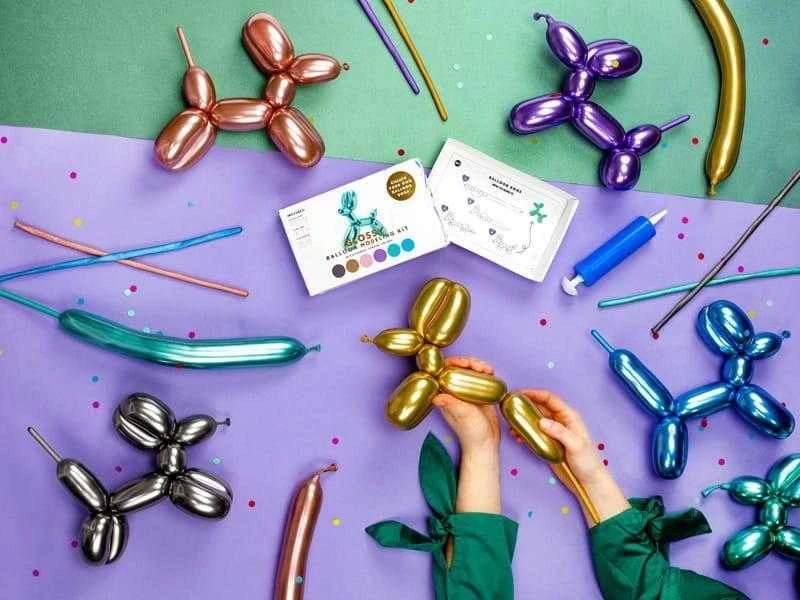 PartyDeco Ilgų balionų rinkinys "Metalik spalva"
