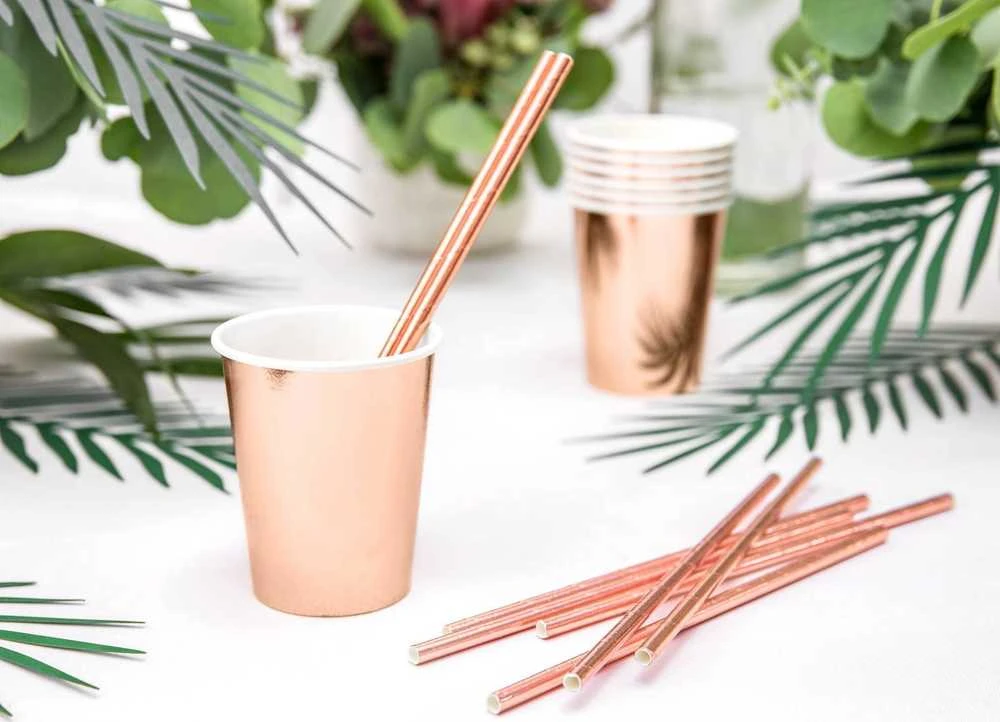 PartyDeco Vienkartiniai puodeliai rožiniai blizgūs 220ml 6 vnt