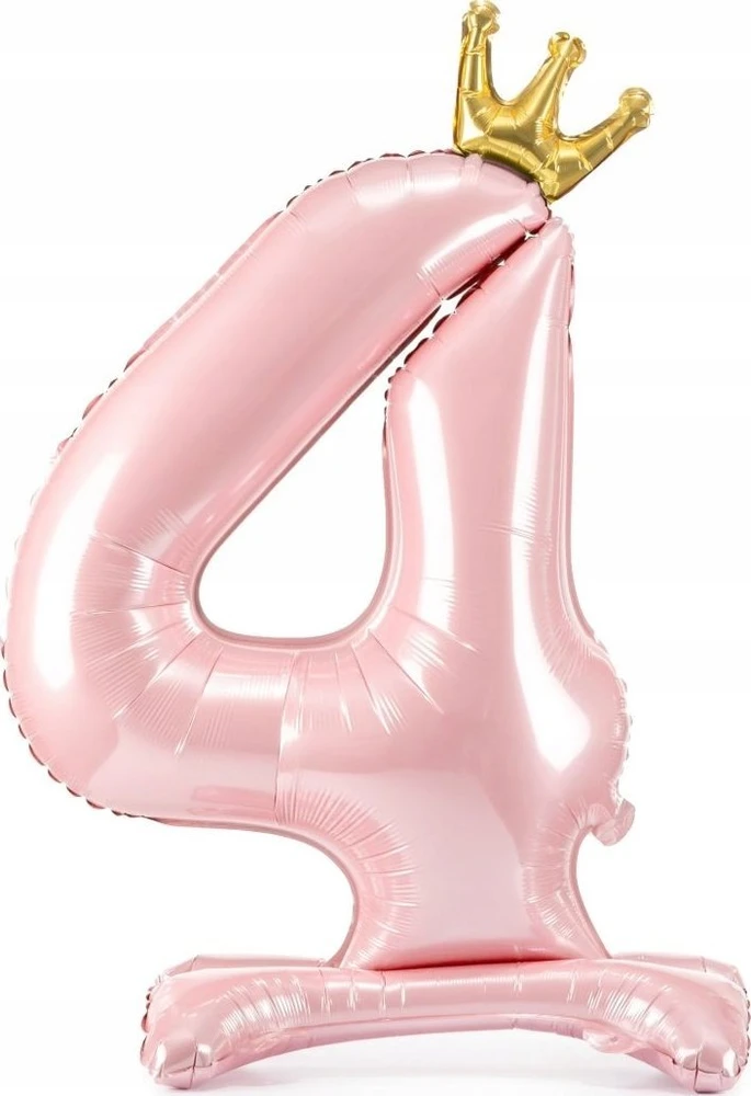 PartyDeco Pastatomas rožinis balionas Skaičius su karūna, 84cm, Skaičius: 6