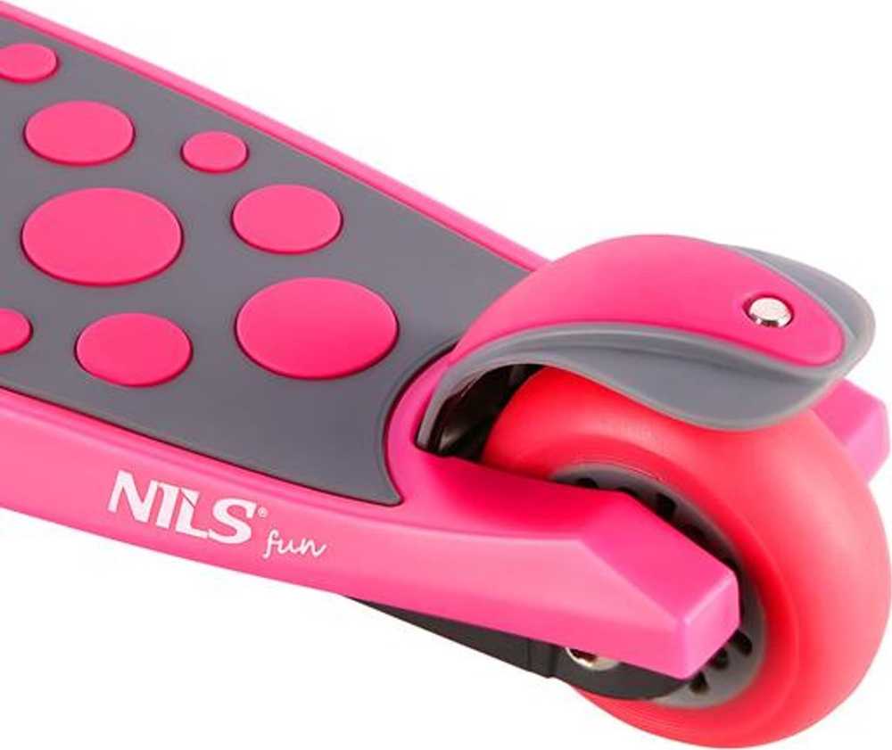 Triratis paspirtukas su šviečiančiais ratais Nils Fun HLB02, rožinis