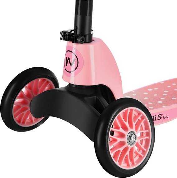 Triratis vaikiškas paspirtukas HLB202 Nils Extreme Ø12/10cm/ABEC5 rožinis/max 50kg