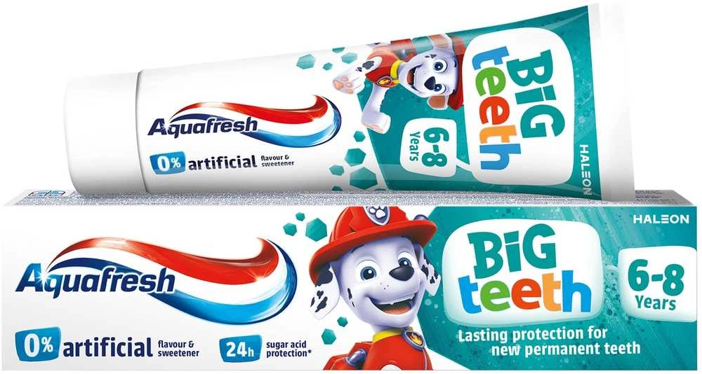 Aquafresh Big Teeth dantų pasta 6-8 metų Paw Patrol 50ml