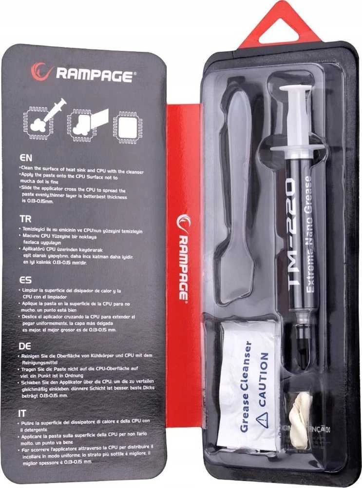 Rampage TM-220 terminė pasta 2g procesoriui 11w/m.K, mentele + IPA