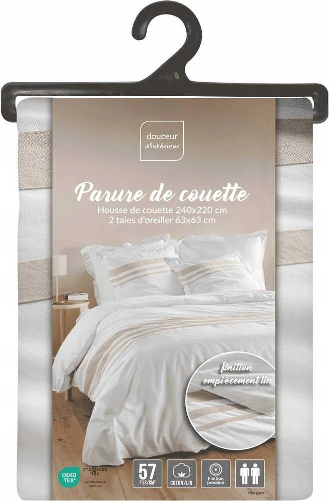 Patalynės komplektas Douceur d`Interieur su dekoratyvinėmis juostelėmis MARGAUX, 240 x 220 cm