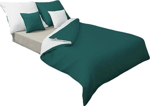 Patalynės komplektas Multitex Patalynė satynowa 220x200 Double Face balta žalia ciemna 01+34 KG
