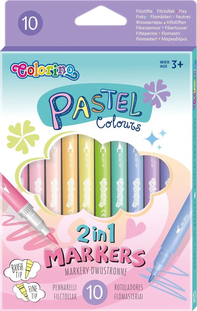 Flomasteriai dvipusiai Colorino Pastel 10 pastelinių spalvų