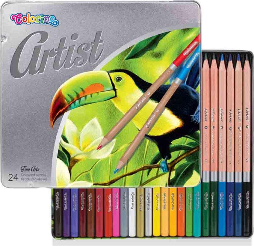 Patio Spalvoti pieštukai COLORINO Artist 24 spalvų, metalinėje dėžutėje