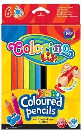 Patio Spalvoti pieštukai, tribiriauniai COLORINO JUMBO pieštukai su drožtuku, 6 vnt.