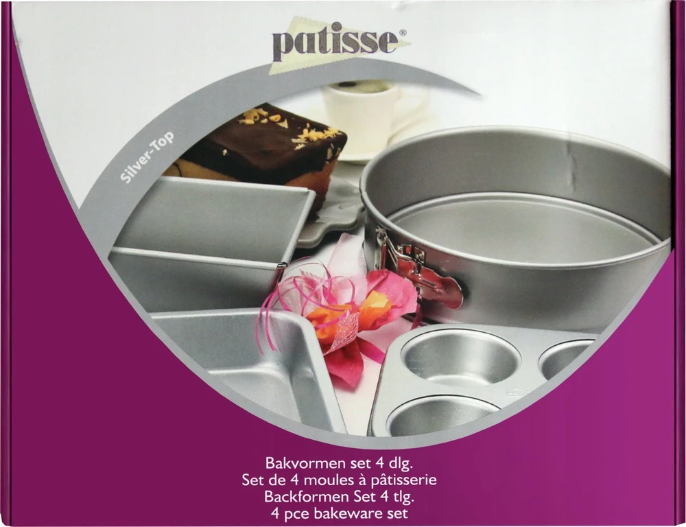 PATISSE Sidabrinis-TOP 4-elementowy komplektas foremek