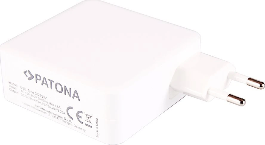 Nešiojamojo kompiuterio maitinimo adapteris Patona PATONA 2559 adapter zasilający/ inwentor Wewnętrzna 65 W Baltas