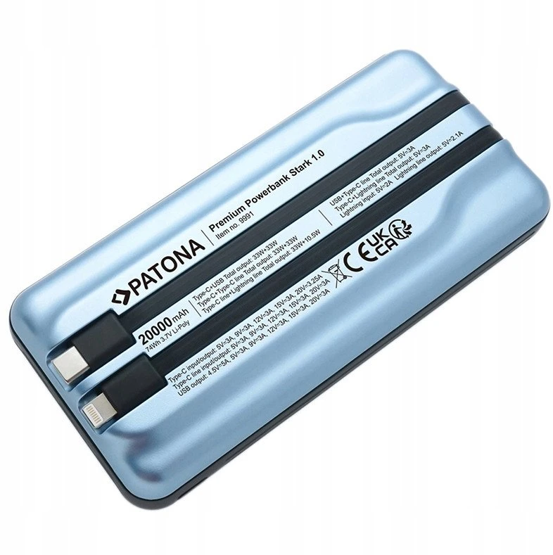 Patona Premium klasės išorinė baterija Stark 1.0 PD65W 20000mAh