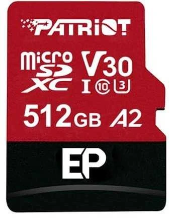 Patriot Memory EP A2 atminties kortelė 512 GB Micro SDXC V30 U3 Class 10 (PEF512GEP32MCX)