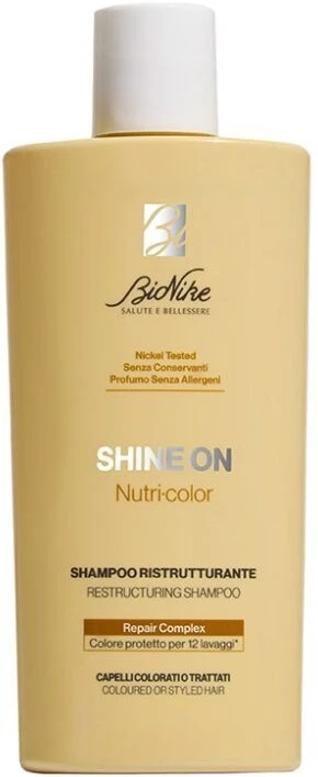 BioNike Shine On Nutri Post Colour Šampūnas Color Protection & maitininantis, 200 ml