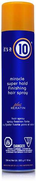 It's a 10 Miracle Super Hold Finishing Purškiklis Plus Keratin Plaukų lakas Style Extra Strong Hold, 334 ml