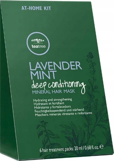 Paul Mitchell „Lavender Mint“ giliai kondicionuojantis plaukų kaukės kreminio ekstrakto ir drėkinamosios kaukės rinkinys, 6 vnt., 20 ml