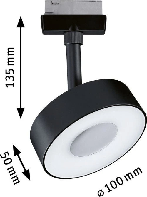 Paulmann bėgių prožektorius URail CIRCLE LED DIM 5W 180lm 4000K 230V matinis juodas/metalinis