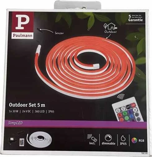 Paulmann LED juosta Lauko RGB LED juosta pilnas komplektas 30W 5m 36lm/m 72LED/m IP65 balta