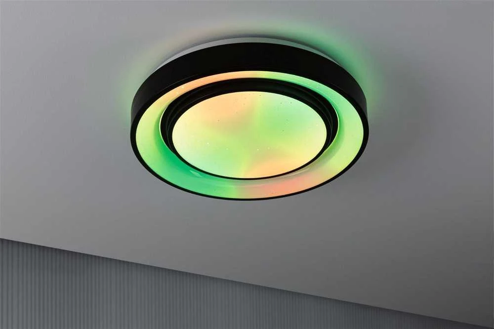 Lubinis šviestuvas Paulmann Panel Rainbow Dynamic 22W RGB Variable balta/juoda lubų lempa