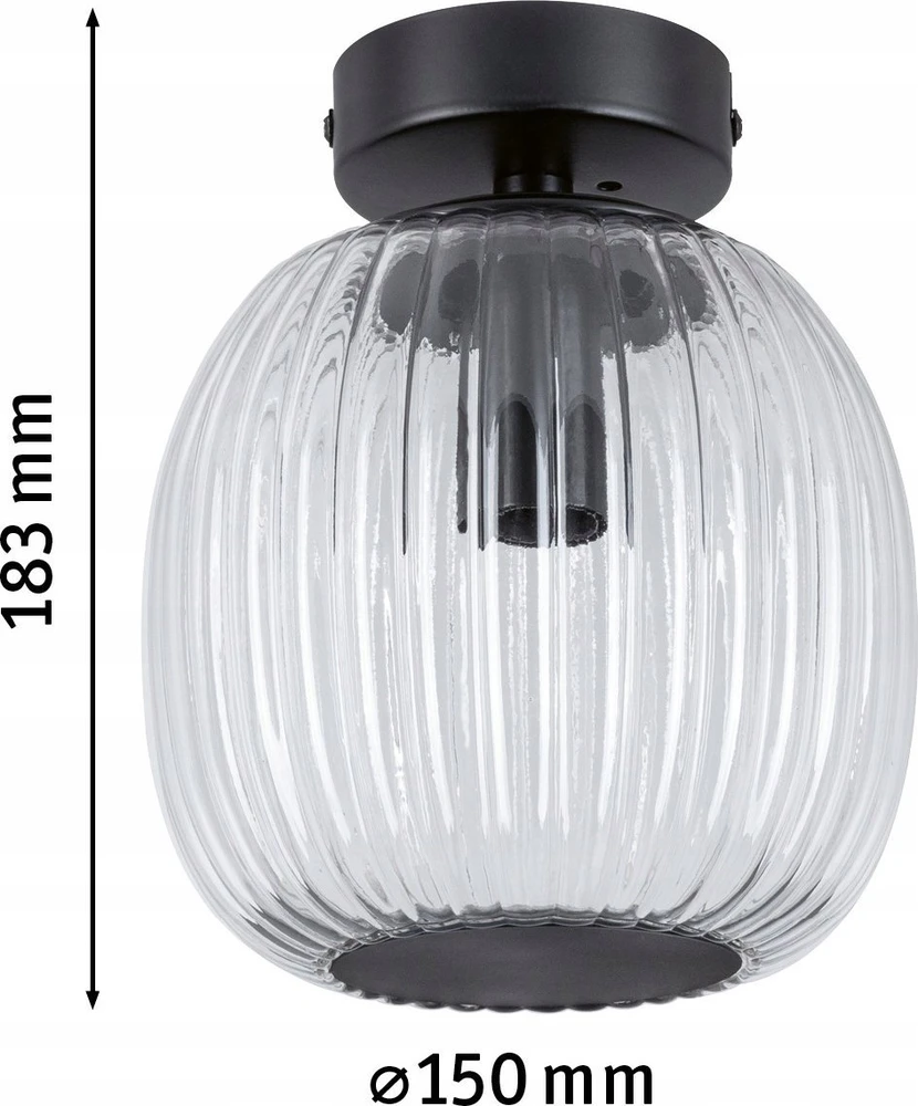 Paulmann lubinis šviestuvas RUYA vonios lubų šviestuvas E14 max 20W IP44 230V matinis juodas / stiklas