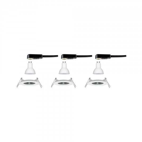 Paulmann Įmontuojamas šviestuvas NOVA LED DIM fiksuotas rinkinys 3xGU10 6.5W 460lm 78mm 2700K IP44 230V baltas matinis
