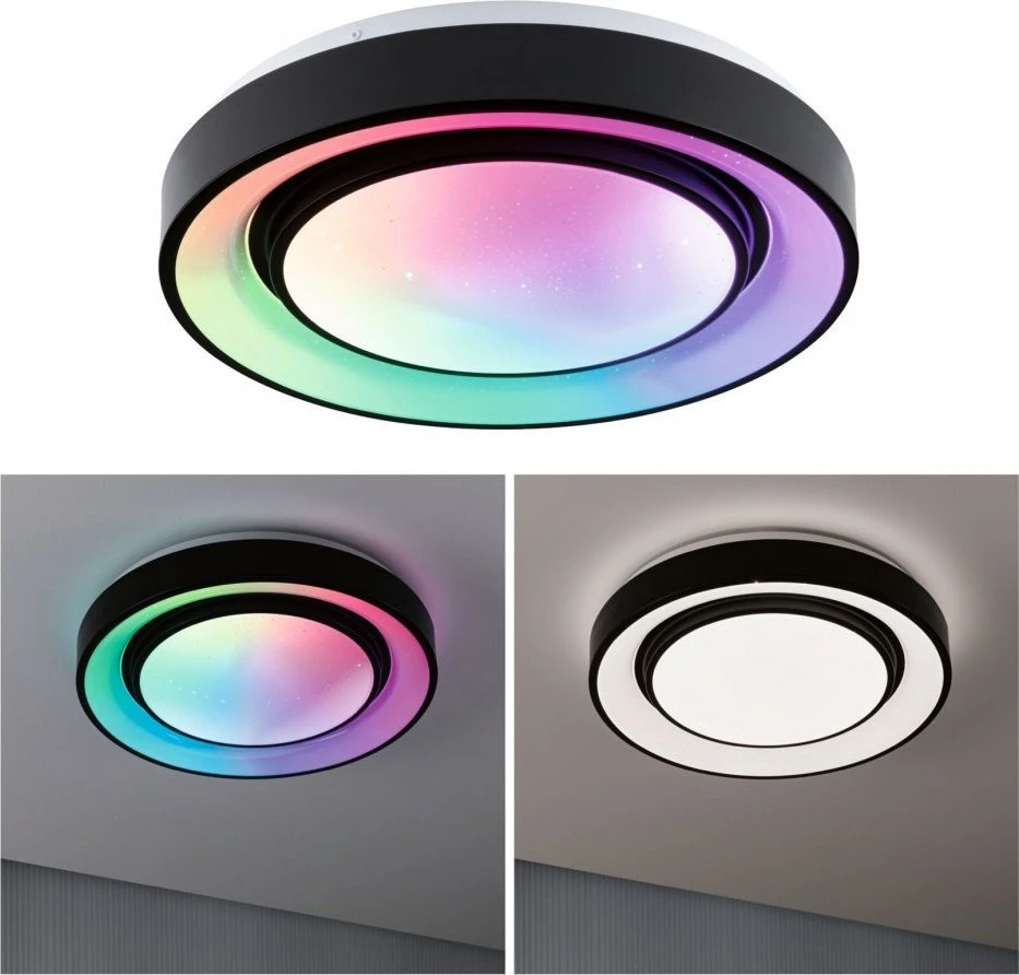 Lubinis šviestuvas Paulmann Panel Rainbow Dynamic 22W RGB Variable balta/juoda lubų lempa