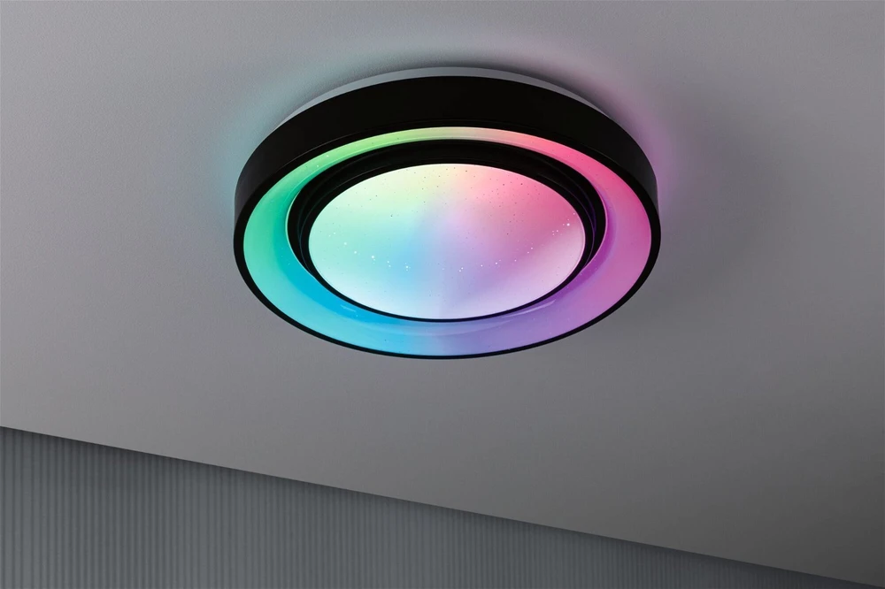 Lubinis šviestuvas Paulmann Panel Rainbow Dynamic 22W RGB Variable balta/juoda lubų lempa