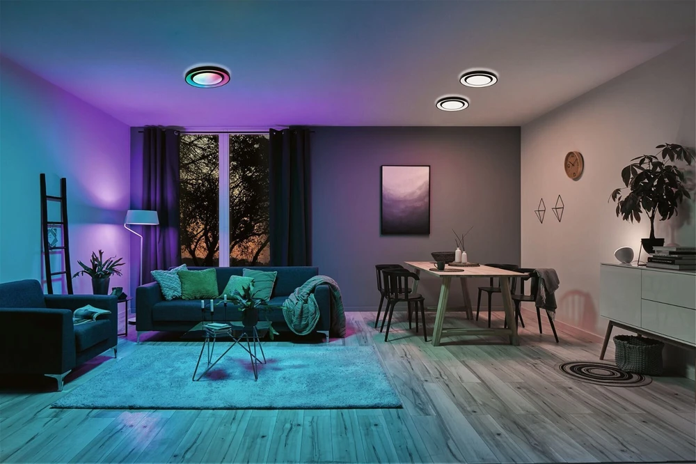 Lubinis šviestuvas Paulmann Panel Rainbow Dynamic 22W RGB Variable balta/juoda lubų lempa