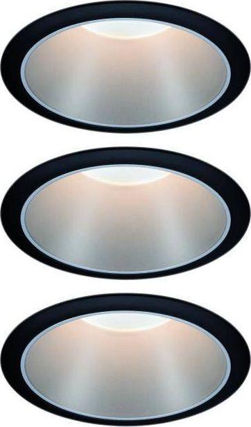 Paulmann įleidžiami LED šviestuvai Cole, apvalūs, 3 × 6,5 W, 2700 K, IP44, juoda sidabrinė, 93408