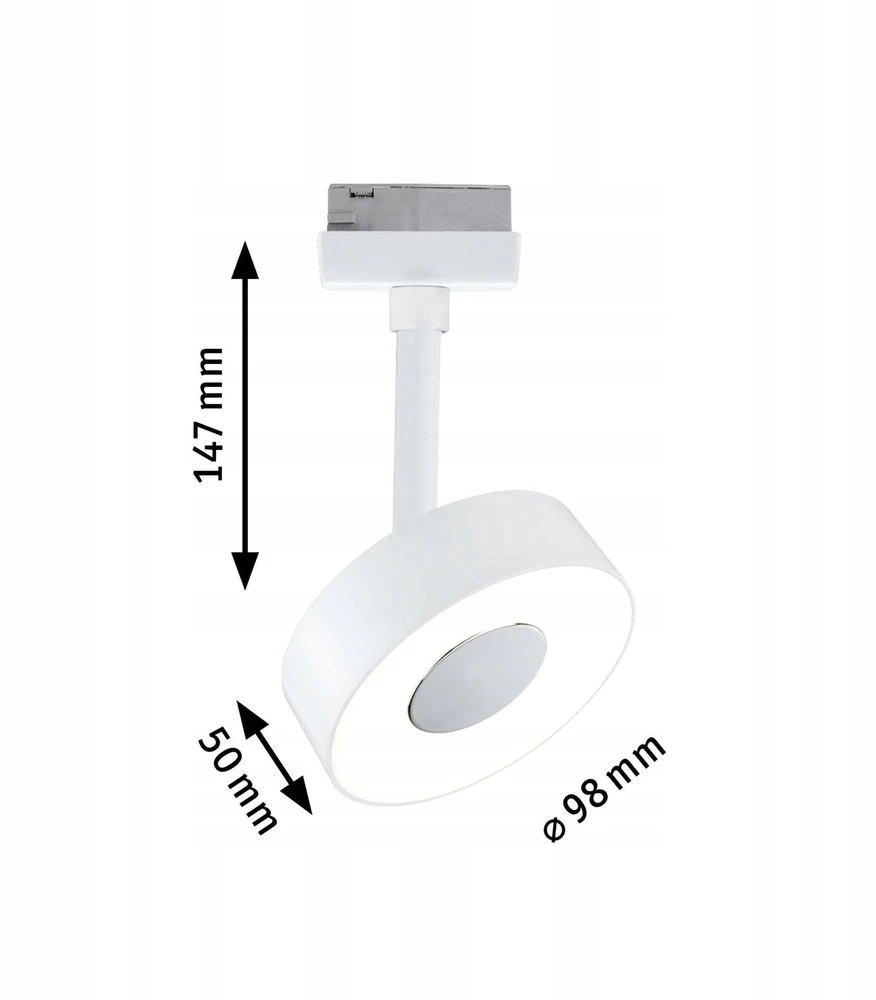 Paulmann Prožektorius ant bėgio URail CIRCLE LED 3StepDim 5W 210lm 3000K 230V baltas RAL9003 / metalas