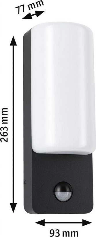Paulmann sieninis šviestuvas BONNIE LED PIR 8.5W 560lm 3000K IP44 230V antracito aliuminio sieninis šviestuvas