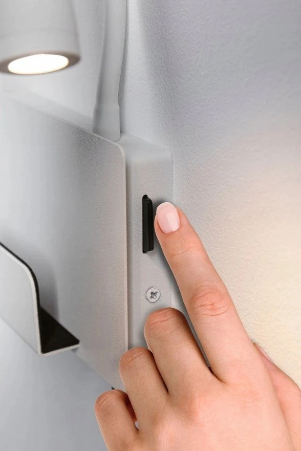 Paulmann sieninis šviestuvas HALINA LED 2.4W 200lm 2700K USB-C 230V matinis baltas/metalinis