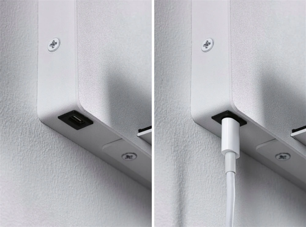 Paulmann sieninis šviestuvas HALINA LED 2.4W 200lm 2700K USB-C 230V matinis baltas/metalinis