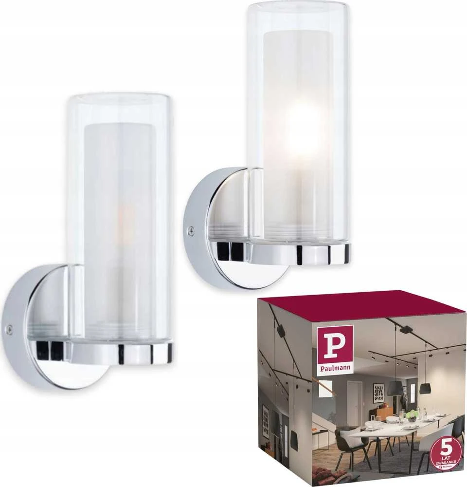 Paulmann sieninis šviestuvas LUENA E14 maks. 20W IP44 230V stiklas chromas / metalas