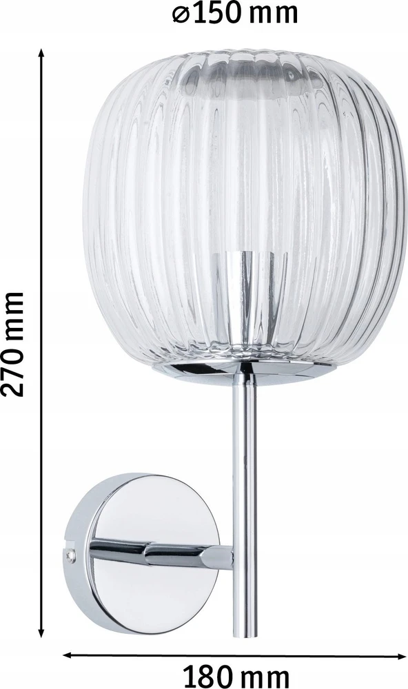Paulmann sieninis šviestuvas RUYA vonios sieninis šviestuvas E14 max 20W IP44 230V chromas / stiklas
