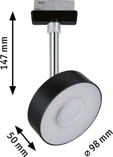 Paulmann URail CIRCLE LED bėgių prožektorius 5W 210lm 3000/4000K 230V matinė juoda/metalinė