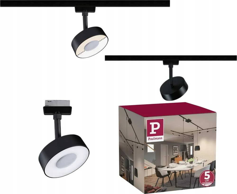Paulmann URail CIRCLE LED bėgių prožektorius 5W 210lm 3000/4000K 230V matinė juoda/metalinė