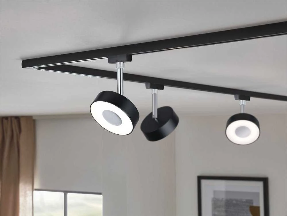 Paulmann URail CIRCLE LED bėgių prožektorius 5W 210lm 3000/4000K 230V matinė juoda/metalinė