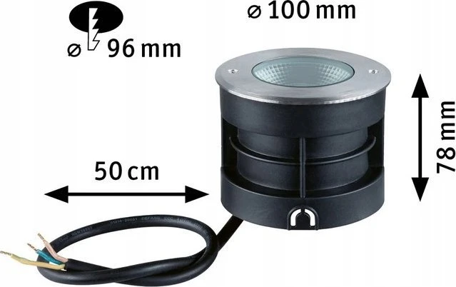 Paulmann VANEA LED 3.5W 160lm IP67 apvalus šviestuvas 3000K 230V aliuminio stiklas