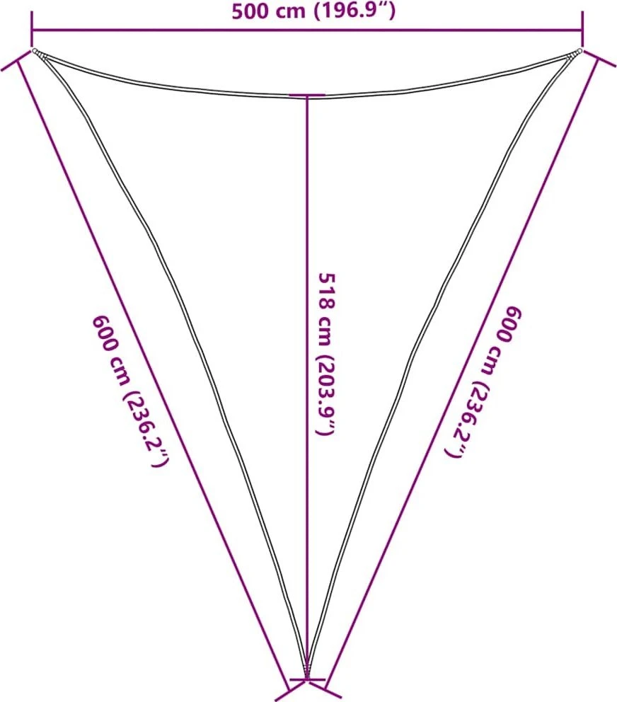 Saulės skėtis, burė, 160 g/m², trikampė, mėlyna, 5x6x6 m, HDPE