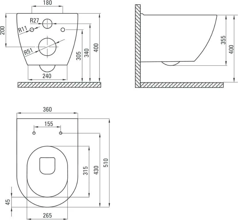 Potinkinis WC komplektas Deante Peonia 6in1, CDEN6ZPW, Baltas/Nero