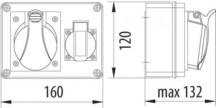 Pawbol Fiksuotas skirstomasis skydelis R- BOX 150 1x16A / 5P 1x250V IP44 (B.1091)