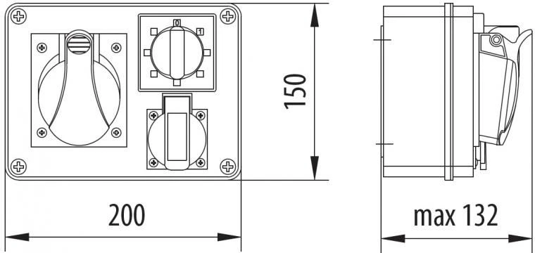Pawbol Fiksuotosios grandinės išjungiklis R- BOX 190 1x16A / 5P 1x250V, išskyrus 0 / 1 IP44 (B.1093W)