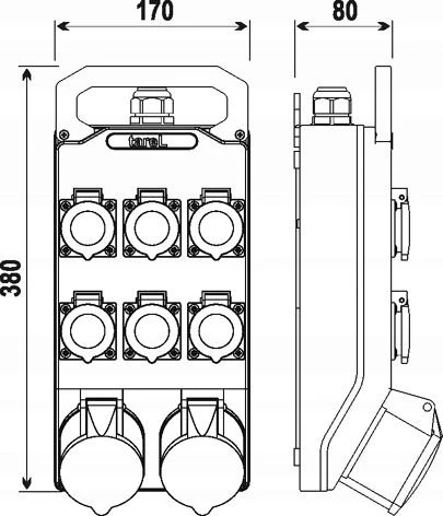 Pawbol Nešiojamas skirstytuvas 2x32A/5P 6x230V 340