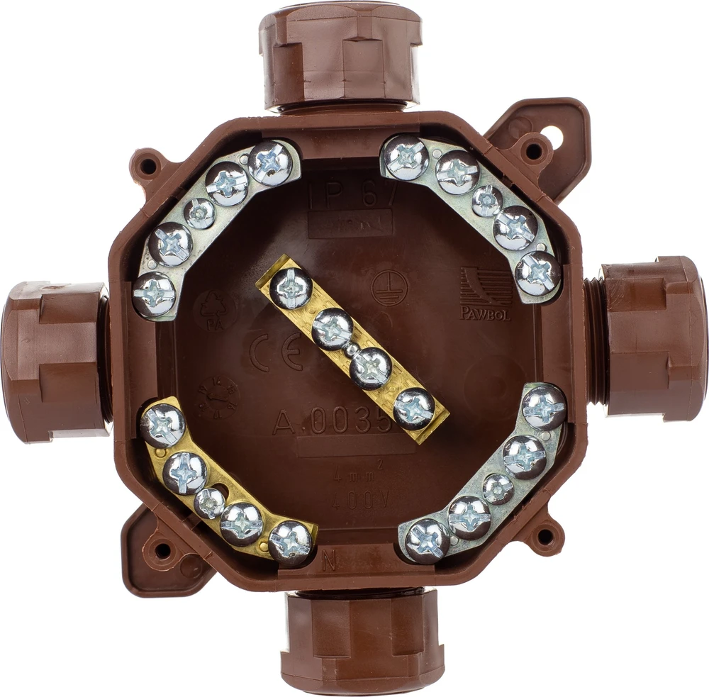Pawbol Instaliacinė dėžutė A.0035BR PG16/5x4 mm2, IP67 ruda