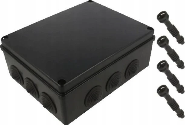 Pawbol Hermetiška paviršinio montavimo dėžutė Juoda IP65 240 x 190 x 90 mm 12 glandų S-Box 506C Pawbol