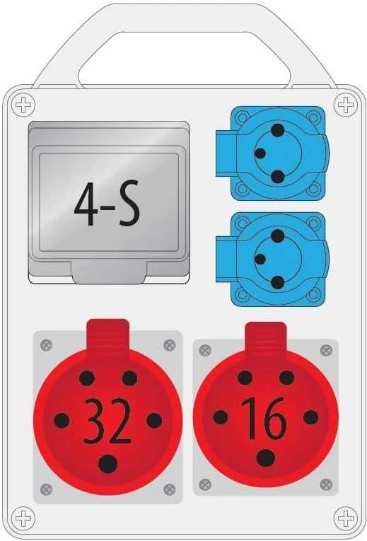 Pawbol Nešiojama skirstomoji plokštė R-BOX 240R 4S 1x32A/5P 1x16A/5P 2x250V, tuščias langas IP44 (B.1701R)