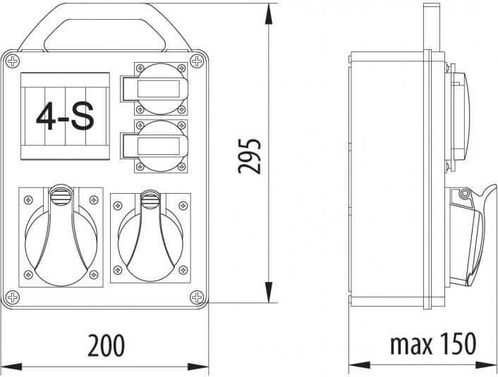 Pawbol Nešiojama skirstomoji plokštė R-BOX 240R 4S 1x32A/5P 1x16A/5P 2x250V, tuščias langas IP44 (B.1701R)