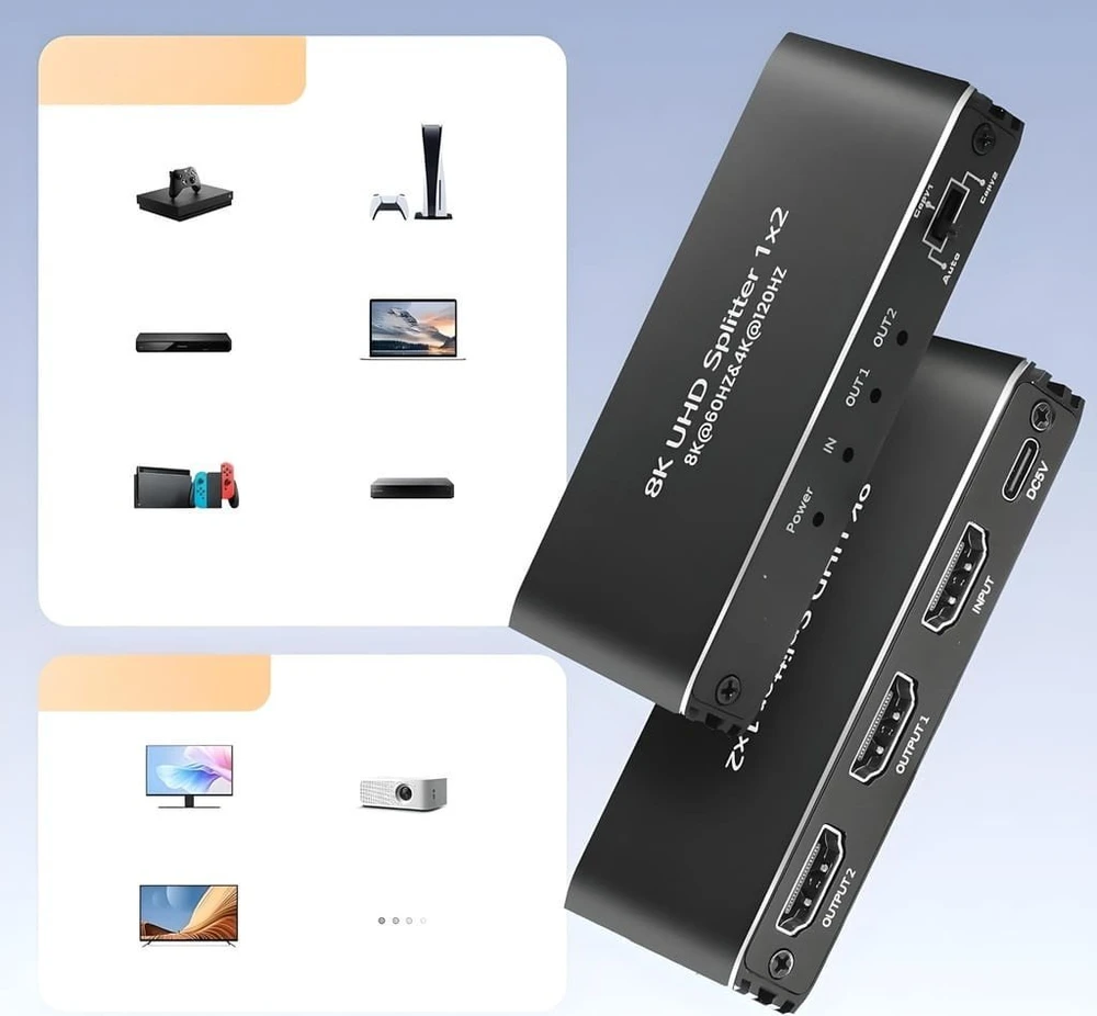 SKILTUVAS HDMI-SP-1/2-2.1 PAWONIK
